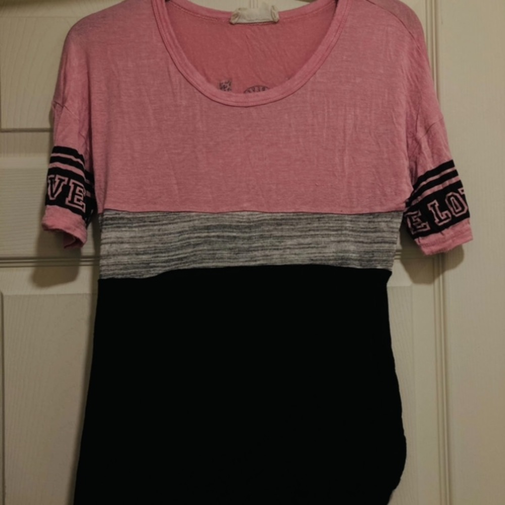 23 Love Street Pink “Love” Leopard Shimmer Blouse